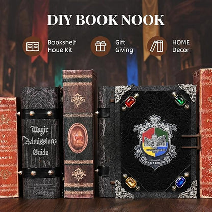 DIY Dollhouse Book Nook Kit with LED Light for Teens and Adults (Magic Admissions Guide)
