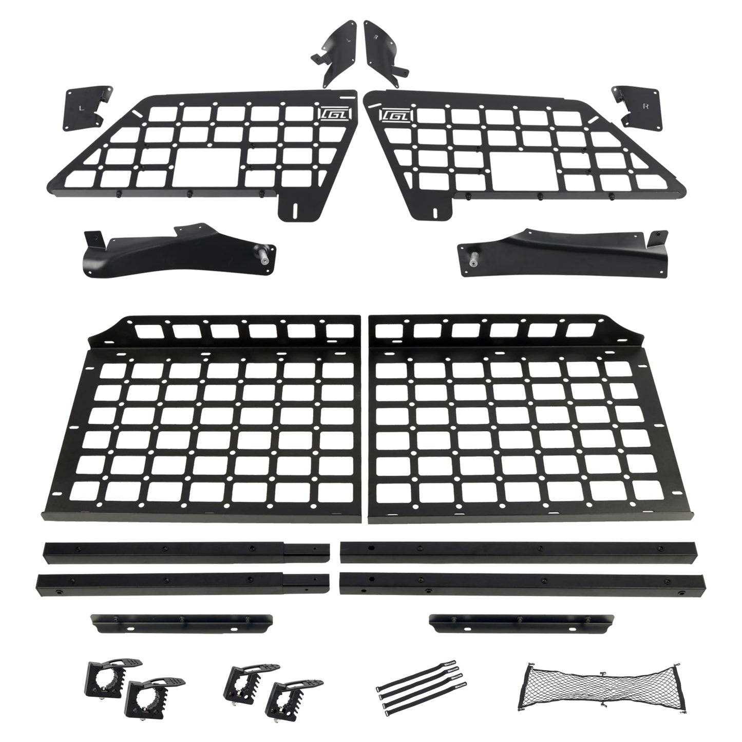2020-2024 for Ford Explorer Modular Storage Panel Shelf Modification Molle Panel Rear Trunk Debris Rack Storage Carrier Trunk Organizer Kit Black Aluminum Alloy