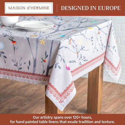 Maison d' Hermine Table Cloth Rectangle Table 100% Cotton 70 x 90 Inches Fall Tablecloth Reusable Everyday Use for Thanksgiving Christmas Decorations Dining Farmhouse Party (Fairy Christmas)
