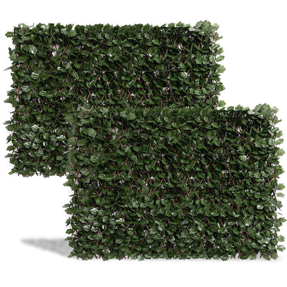 DOEWORKS Expandable Fence Privacy Screen for Balcony Patio Outdoor(Double Sides Leaves), 2PCS Faux Ivy Fencing Panel for Backdrop Garden Backyard Home Decorations