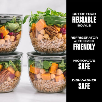 S'well Tritan Prep Bowl Set of 4, 10oz, Makes Meal Prep Easy And Convenient, Leakproof Lids, Microwavable and Dishwasher Safe, BPA Free