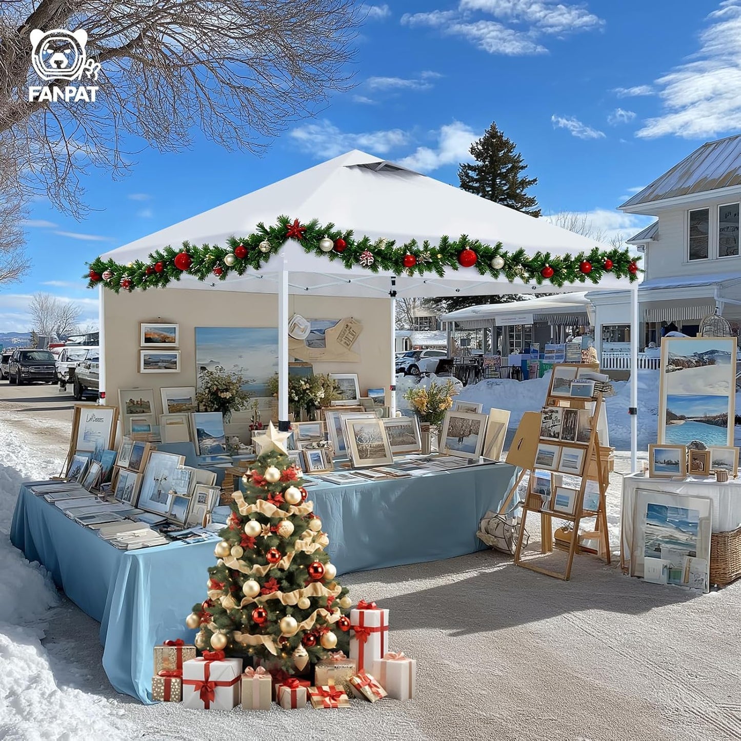 FANPAT 10x10 Pop Up Canopy Tent,300D Silver-Coating Top,1-Person Setup Commercial Heavy Dury Tent Instant Portable Shelter and Carry Bag, Bonus 8 Stakes and 4 Canopy Weights(Black)