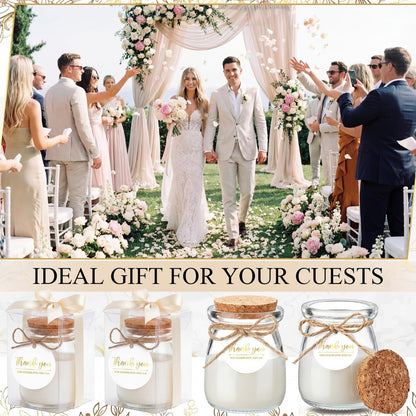 MTLEE 20 Sets Wedding Candle for Guests Beige Thank You Candles Gift Bulk Glass Jars Scented Soy Wax with Clear Gift Box for Bridesmaid Groomsman Bridal Shower Housewarming Party Favors