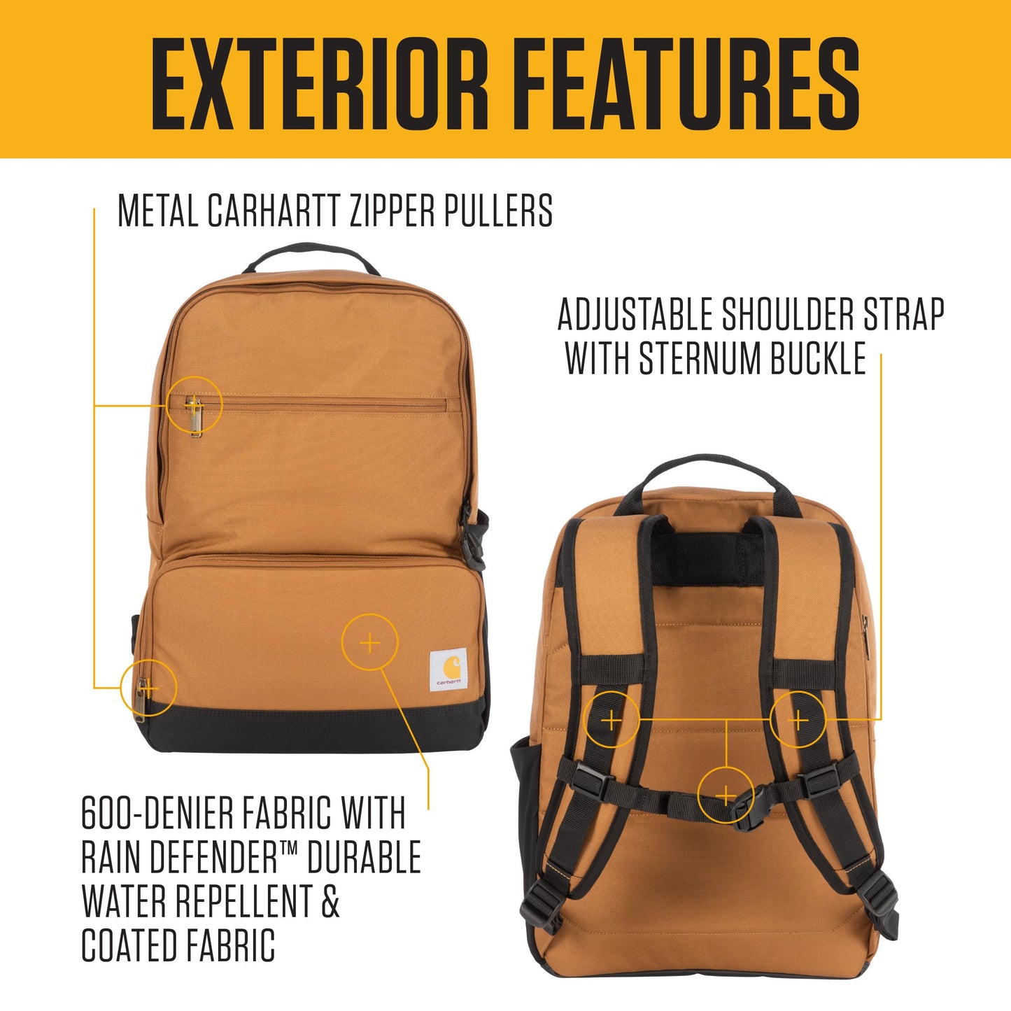 Carhartt Insulated Two Compartment Cooler, Durable Water Repellent Material W/Front Zippered Pocket for Camping, Beach & Travel, Cooler Backpack, Black