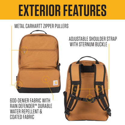 Carhartt Insulated Two Compartment Cooler, Durable Water Repellent Material W/Front Zippered Pocket for Camping, Beach & Travel, Cooler Backpack, Black