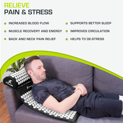 ProsourceFit Acupressure Mat and Pillow Set for Back/Neck Pain Relief and Muscle Relaxation, Orange