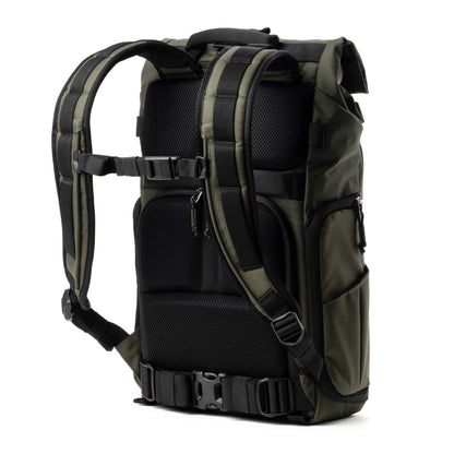 Think Tank FocusPoint 22L RollTop Camera Backpack - Greenway: Expandable Travel & Camera Backpack with Laptop Sleeve, Quick Side and Back Access, Rain Cover – Versatile Photography & Travel Bag