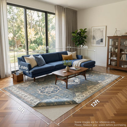 Veken Rug Pad Gripper - Non-Slip 8x12 Ft for Hardwood & Tile Floors | Thick Anti-Skid Mat