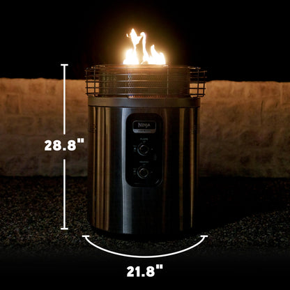 Ninja Fireside360 Outdoor Heater & Fire Pit | 3 Modes: Flame Only, Heat Only, Flame & Heat | Portable for Patio, Deck, Camping, Easy Control Smokeless Flames | Push to Start Ignition | Steel | OF101SL