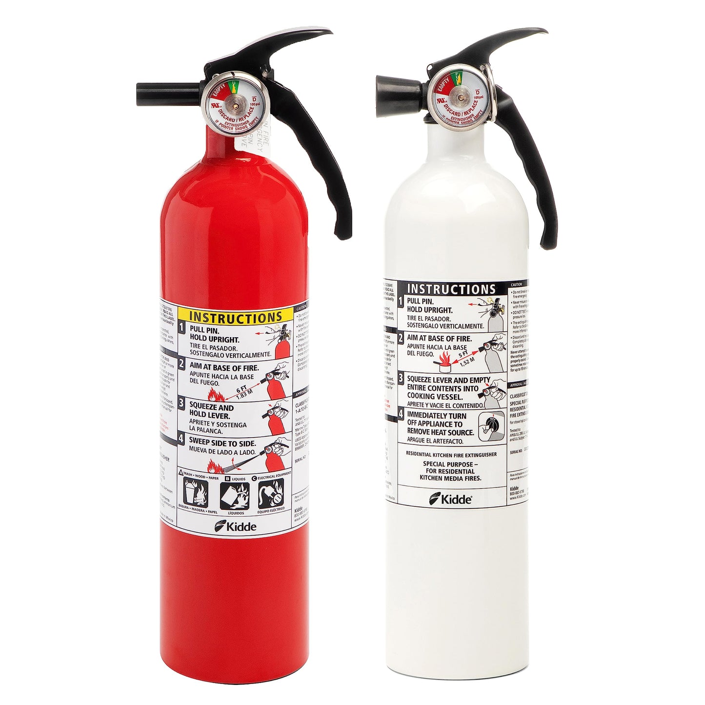 Kidde Kitchen Fire Extinguishers for Home & Office Use, 2 Pack & Fire Extinguisher for Home, 1-A:10-B:C, Dry Chemical Extinguisher, Red, Mounting Bracket Included, 2 Pack
