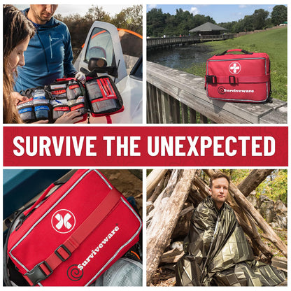 Surviveware 238 Pcs Comprehensive Premium Survival First Aid Kit - Medical Emergency Kit for Travel Camping Gear, Home Essentials & Outdoor Emergencies - Survival Kit