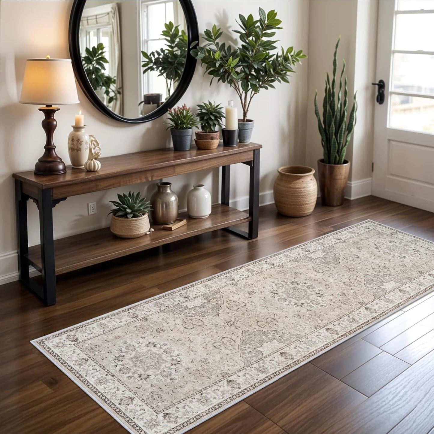 Skiennix Vintage Washable Runner Rug - Soft Non-Slip Kitchen & Hallway Mat | Stain Resistant, 2x6 ft