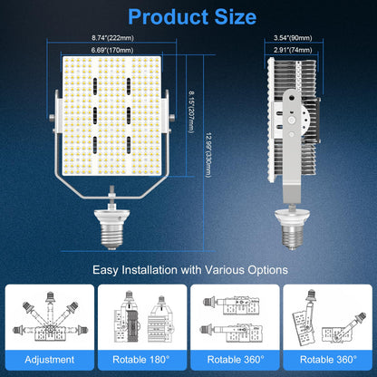 LED Retrofit Kit for Parking Lot Light, 240W 34800LM 200-480V ETL Commercial LED Shoebox Light Replacement, 5000K Daylight E39 Mogul Base LED Shoebox Retrofit Kit for Outdoor Flood Light, Tennis Court