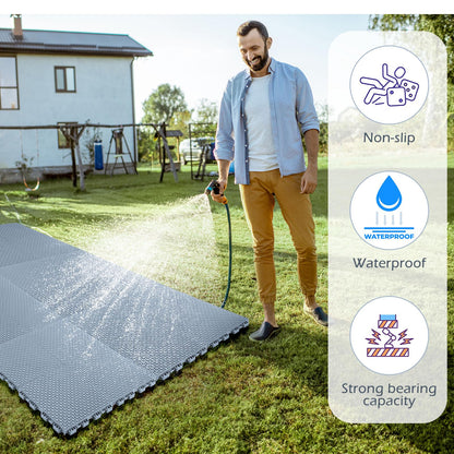 Huwena 100 Pack Drainage Mats Interlocking Tiles 10" x 10" Rubber Floor Tiles Rubber Mats Non Slip Modular Interlocking Cushion Pool Deck Cushion for Garage Patio Greenhouse Outdoor Indoor