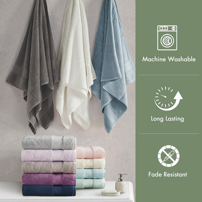 Madison Park Turkish Bath Towels Set - 6-Piece Luxury 100% Cotton, Highly Absorbent & Quick Dry - Green