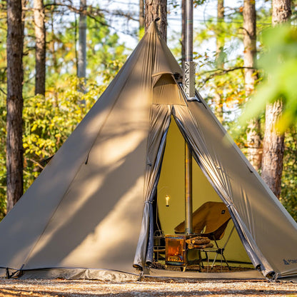 POMOLY Tipi Tent Camping Hot Tent, Circle 2 Portable Pyramid Wood Stove Tents for 2 Person Hiking, Hunting, Backpacking (Circular Braces)