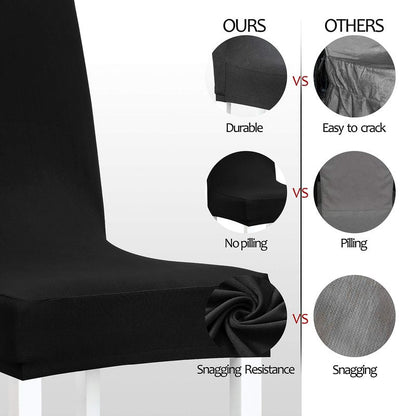 Obstal Black Stretch Spandex Dining Room Chair Covers ?Set of 4 Universal Removable Washable Chair Seat Slipcovers Protector for Kitchen, Ceremony, Wedding, Banquet, Hotel and Party