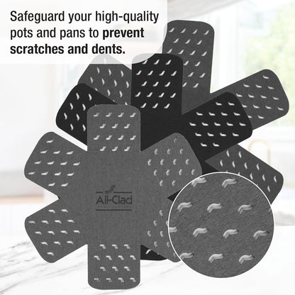 All-Clad Cookware Protectors - 6-Piece Pot and Pan Protectors for Kitchen Organization | Black/Gray