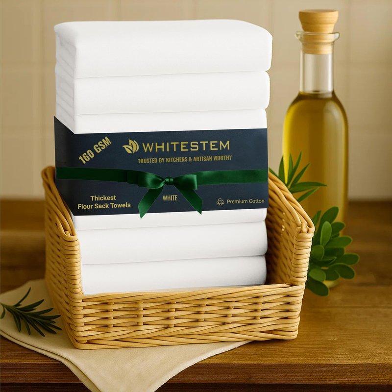 Flour Sack Towels | Tea Towel for Crafts | Kitchen Dish Cotton Blank Towel for Embroidery | Baking Bread Proofing Linen Cover | Thick Absorbent Quick Dry | 7 Pack 15"x25" White