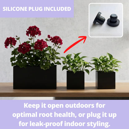 LaLaGreen Wall Planters (3 Set) Rectangular Wall Mounted Hanging Flower Boxes for Indoor Plants, Black Carbon Steel Metal Windox Box Planter Plant Pot Modern Balcony Windowsill Herb Home Garden Decor