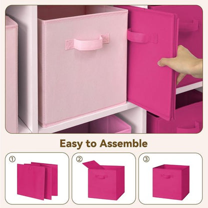 Granny Says 11-Inch Cube Storage Bins - Fabric Collapsible Organizer with Handle | Pink Gradient, 8-Pack