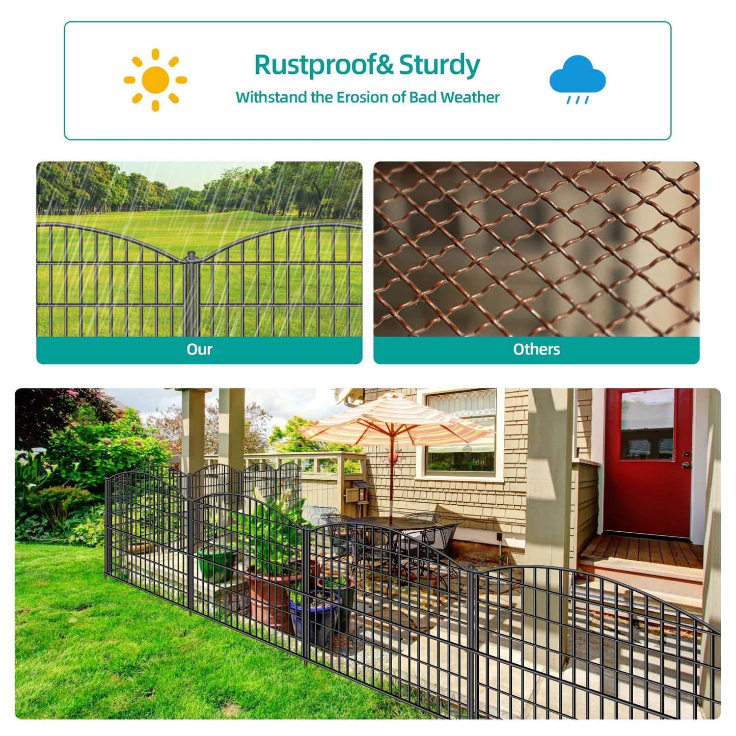 ULIOK 15 Panels Decorative Garden Fence, 32 in(H) X 37.9ft(L) No Dig Fence Panels Animal Barrier for Patio, Animal Ground Stakes Fencing for Garden, Rabbit Dog Temporary Fence for Outdoor Yard