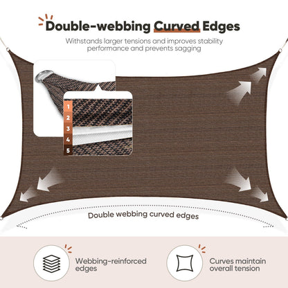Quictent 20x16ft 185G HDPE Rectangle Sun Shade Sail Canopy 98% UV Block Outdoor Patio Garden with Hardware Kit (Brown)
