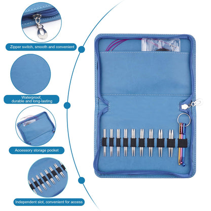WAZAIGUR Short Interchangeable Circular Knitting Needles Set, 2-Inch Lace Circular Knitting Needles Set, Small Sizes 2.2mm, 2.5mm, 2.75mm, 3.0mm, 3.25mm, 3.5mm, 3.75mm, 4.0mm, 4.5mm, 4 Cables, 9 Pairs