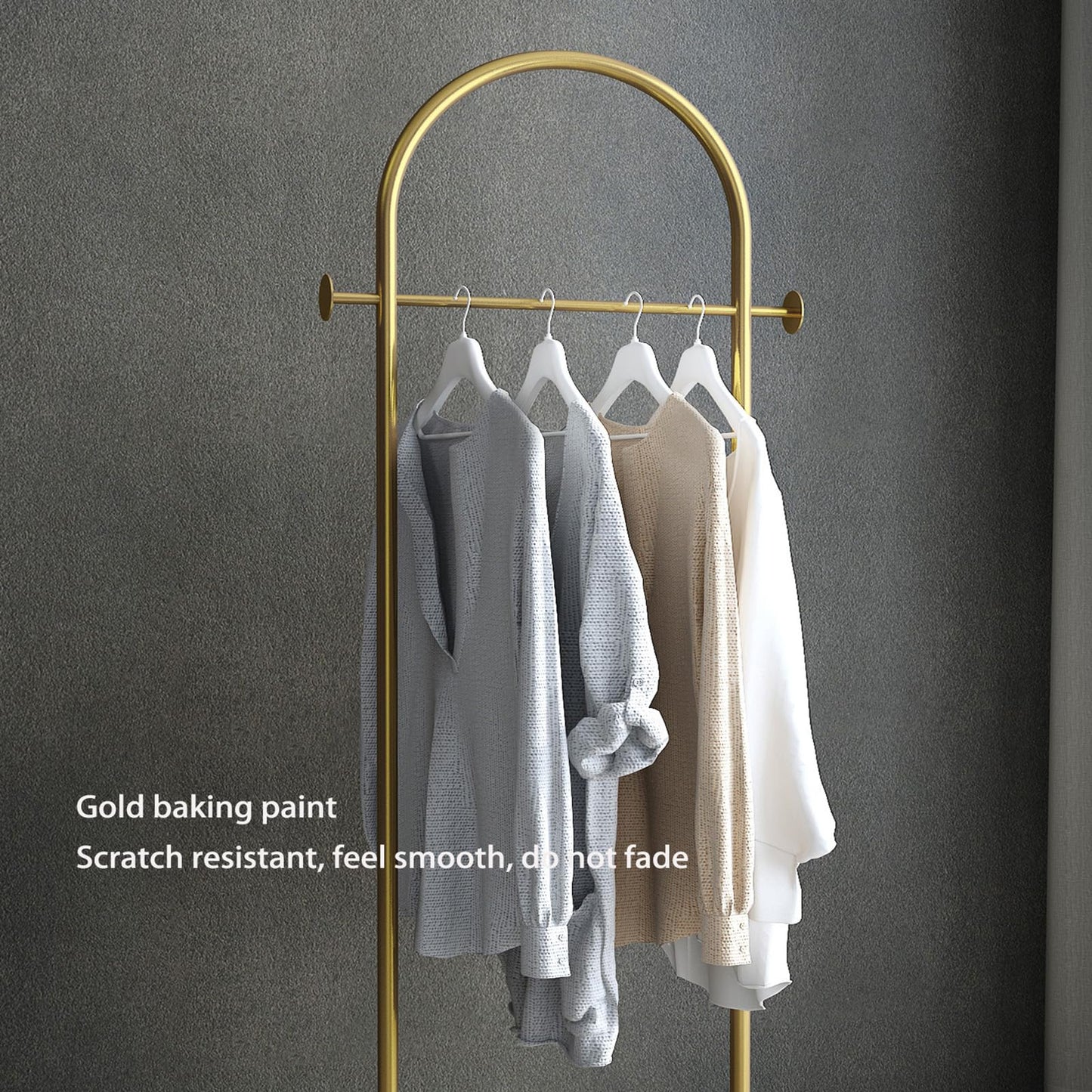 BUZUEY Freestanding Clothing Rack with Marble Base,Modern Gold Arch Garment Rack for Small Spaces,Sturdy Metal Coat Rack,Clothes Racks for Hanging Clothes in Bedroom,Closet,Entryway,Boutique Display