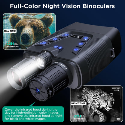 4K Night Vision Goggles, 58MP Full-Color Night Vision Binoculars with 10000mAh Rechargeable Battery, 64GB Card, 3.99" Screen and 1968FT Viewing Range for Camping Hunting & Security