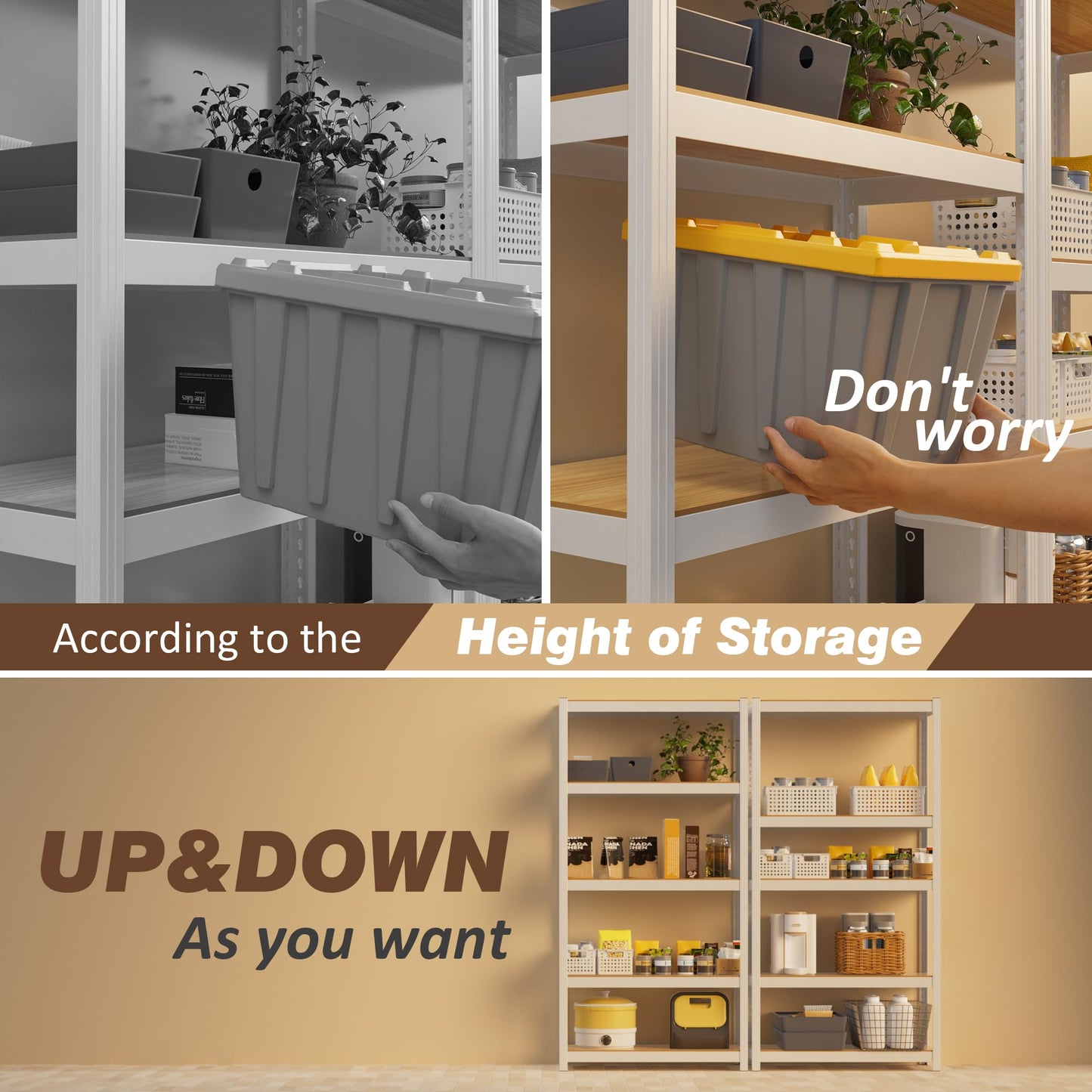 VDEVY 36" W x 16" D x 72" H Closet Storage Shelves,5 Tier White Metal Shelving Unit,Adjustable Heavy Duty Garage Shelves,Utility Rack Organizer Shelf for Kitchen Pantry Closet Garage