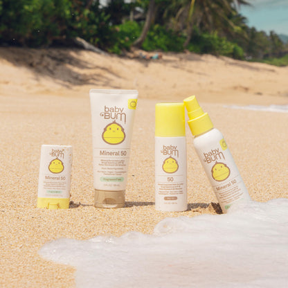 Sun Bum Baby Bum Mineral SPF 50 Sunscreen Stick - Hawaii 104 Act Compliant (Without Octinoxate & Oxybenzone) - UVA/UVB Face and Body Protection - Unscented for Sensitive Skin - Travel Size 0.45 Oz