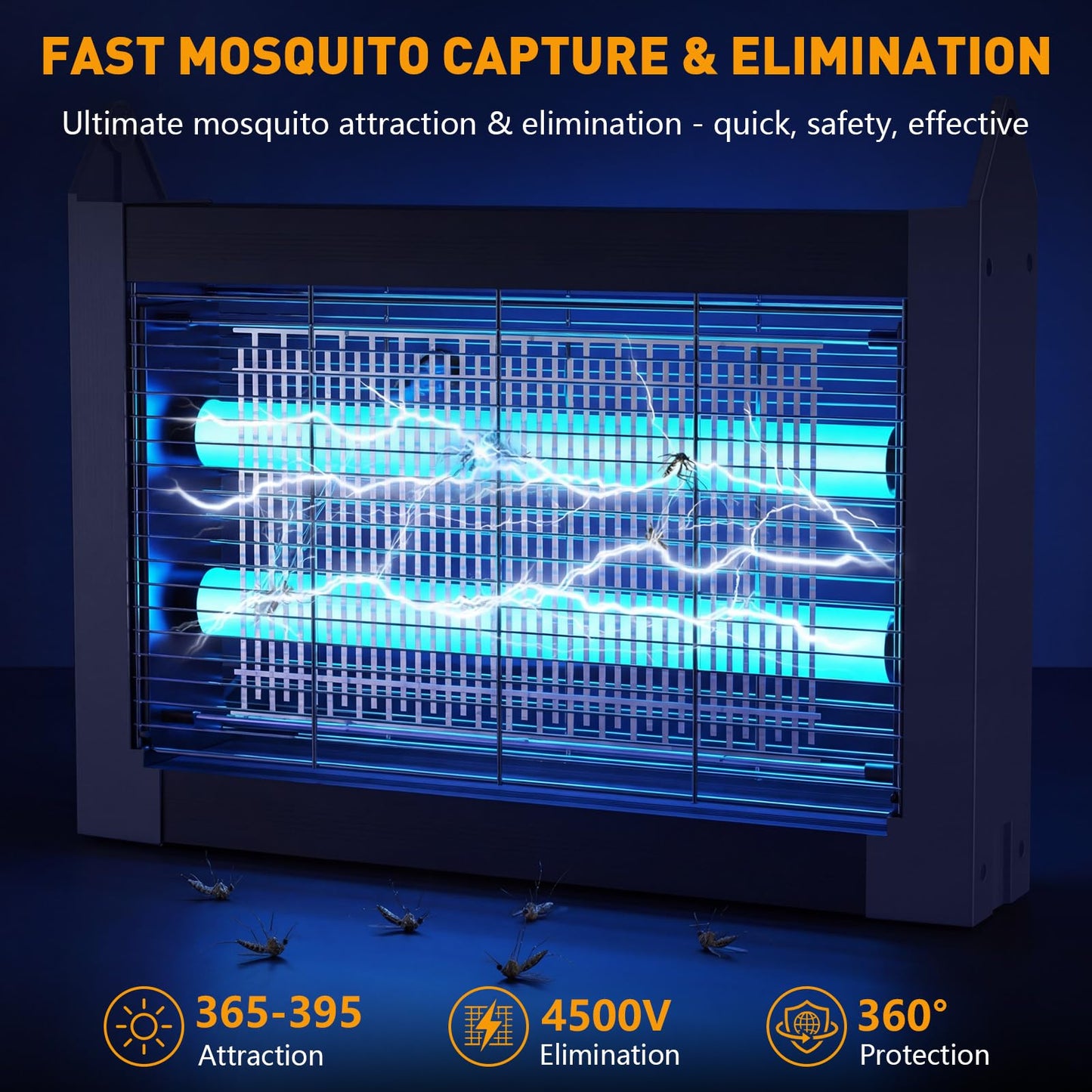 Solar Bug Zapper Outdoor, 4500V Solar Mosquito Zapper for Outdoor & Indoor, 1/2 Acre Coverage Cordless Rechargeable Electric Fly Zapper, IPX5 Waterproof Mosquito Traps for Backyard, Patio, Camping