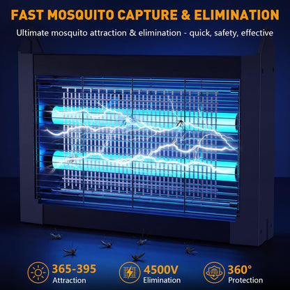 Solar Bug Zapper Outdoor, 4500V Solar Mosquito Zapper for Outdoor & Indoor, 1/2 Acre Coverage Cordless Rechargeable Electric Fly Zapper, IPX5 Waterproof Mosquito Traps for Backyard, Patio, Camping