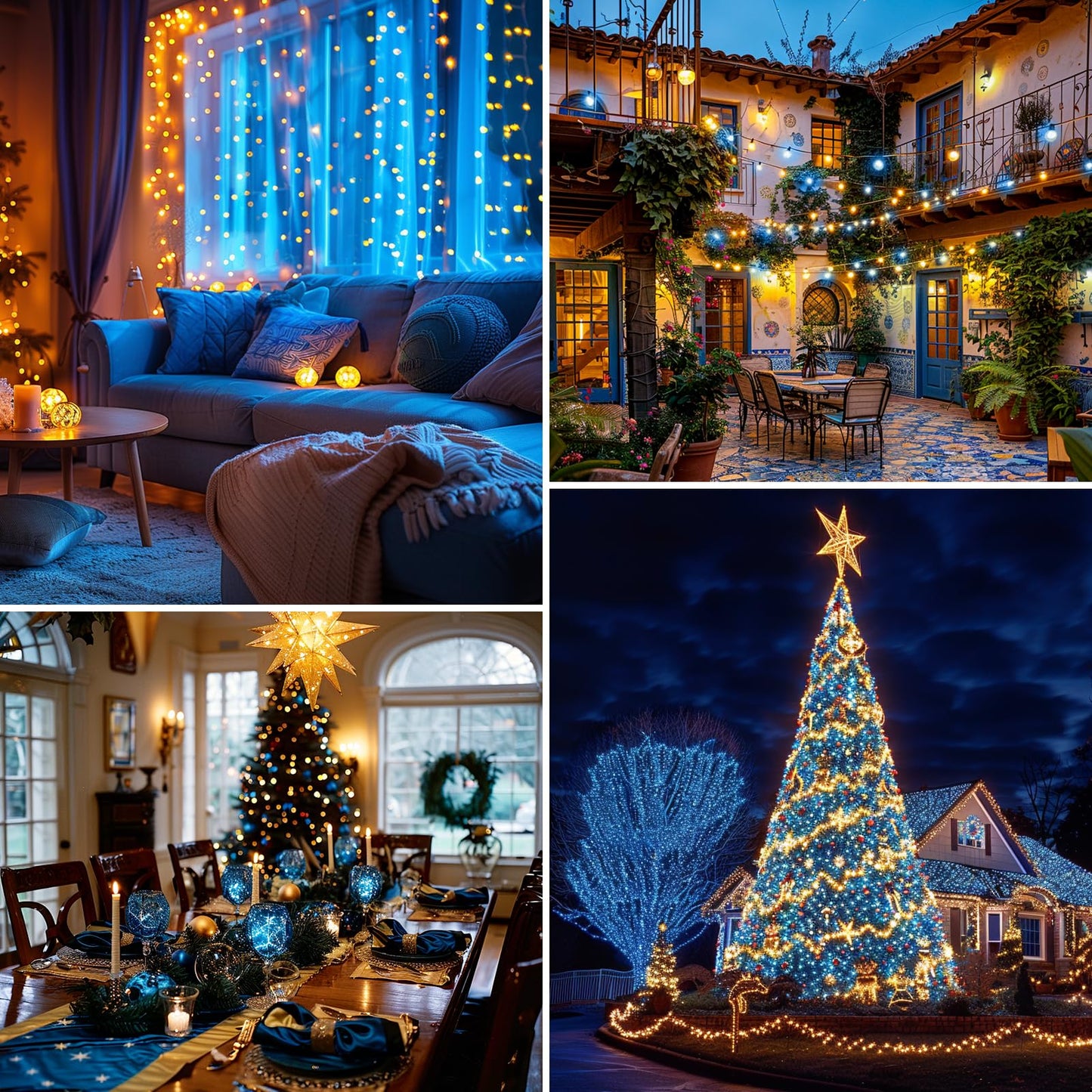 Minetom C9 Outdoor Christmas String Lights, 25 FT, Blue and Clear Bulbs, Green Wire, Model GYPI-O257AU
