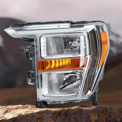 Headlight Compatible with 2021 2022 2023 Ford F150 XL XLT Left Driver Side Part Numbers ML3Z-13008-K FO2503409 Halogen Head Light