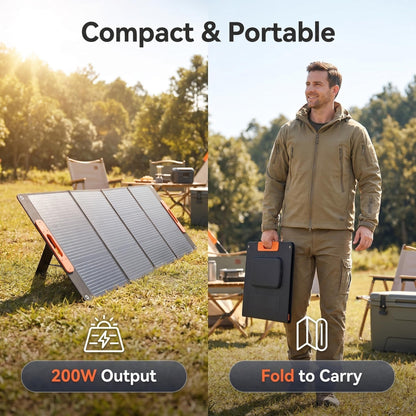 200W Portable Solar Panel, Camping Essentials,200 Watt Foldable Solar Charger for Power Station, 23.5% High Efficiency IP67 Waterproof with 10-in-1 DC Connectors for Camping RV Blackout (200W)