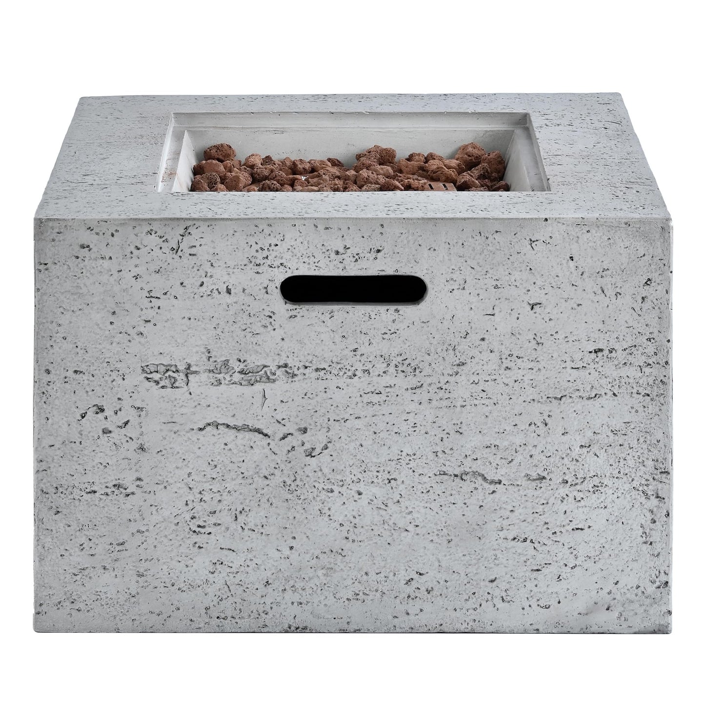 Merax MGO Outdoor Square Fire Pit with Steel Burner,Lightweight 24.02-inch Propane Fire Pit Table with Adjustable Flame, 40,000 BTU, Lava Rocks, and Rain Cover for Patio,Backyard, Poolside, Gray