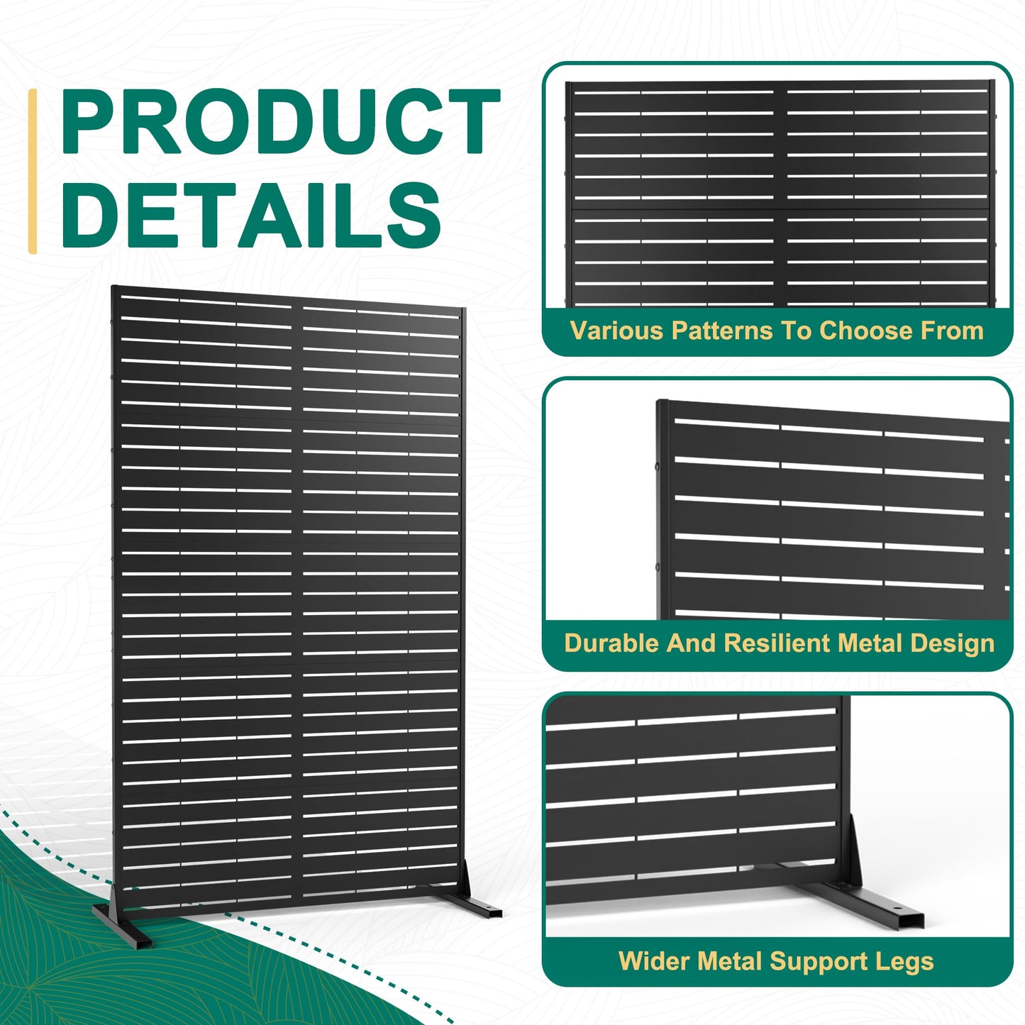 72" H×44" W Metal Outdoor Privacy Screen Freestanding, Outdoor Screens for Patio Lawn Deck, Privacy Panels Decorative Fence(Consists of 5 Panels)
