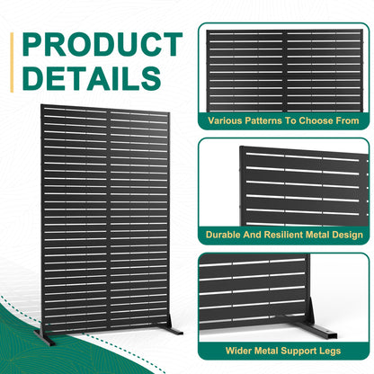 72" H×44" W Metal Outdoor Privacy Screen Freestanding, Outdoor Screens for Patio Lawn Deck, Privacy Panels Decorative Fence(Consists of 5 Panels)