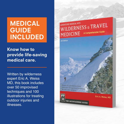 Adventure Medical Kits Mountain Series Medical Kit - Guide - Emergency Medical First Aid Kit - for 7 People for 14 Days - Comes with QuikClot Gauze, C-Splint, Guide Book & More - 163 Pieces