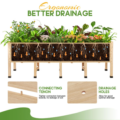 SPECRAFT 7x2 Ft Raised Garden Bed, Featuring Legs, Drainage Holes, Ideal for Vegetables, Flowers, Elevated Wood Planter Box for Balcony, Patio, and Backyard, Easy Assembly
