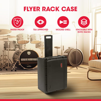 SKB Studio Flyer Rack Case 4U - Durable Mobile Studio Solution with Injection Molded Shell, TSA Locks, and Wheels for Musicians, DJs, and Producers - Securely Transport and Protect Your Gear