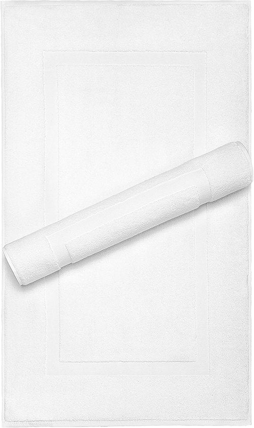 Cotton Paradise 100% Cotton Bath Mats - Soft, Absorbent & Quick-Dry | Set of 2, 20x34 Inches, White