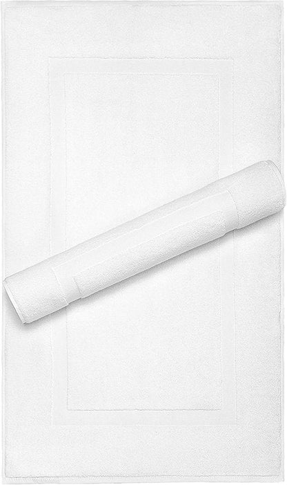 Cotton Paradise 100% Cotton Bath Mats - Soft, Absorbent & Quick-Dry | Set of 2, 20x34 Inches, White