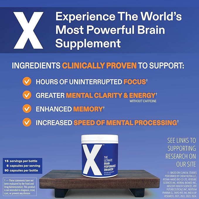 Clear Brain Fog &amp Focus for Deep Work | X – Science-Backed Brain Performance Supplement