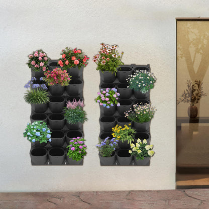 LYNICESHOP 36-Pot Vertical Wall Planter, Army Green PP Modular Hanging Garden System, Self-Watering Indoor Outdoor Flower Herb Vegetable Display for Balcony Patio Cafe (Black)