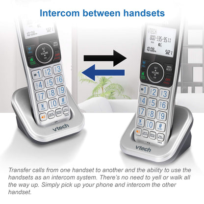 VTech VS112-4 Bluetooth 4 Handset Cordless Phone for Home with Answering Machine, Call Blocking, Caller ID, Intercom and Connect to Cell