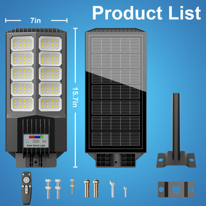 XCQMHF Solar Street Lights Outdoor Waterproof Dusk to Down with Motion Sensor, 6500W Outdoor Solar Flood Light for Parking Lot, LED Security Street Lights Solar Powered for Yard Garden & Walkway