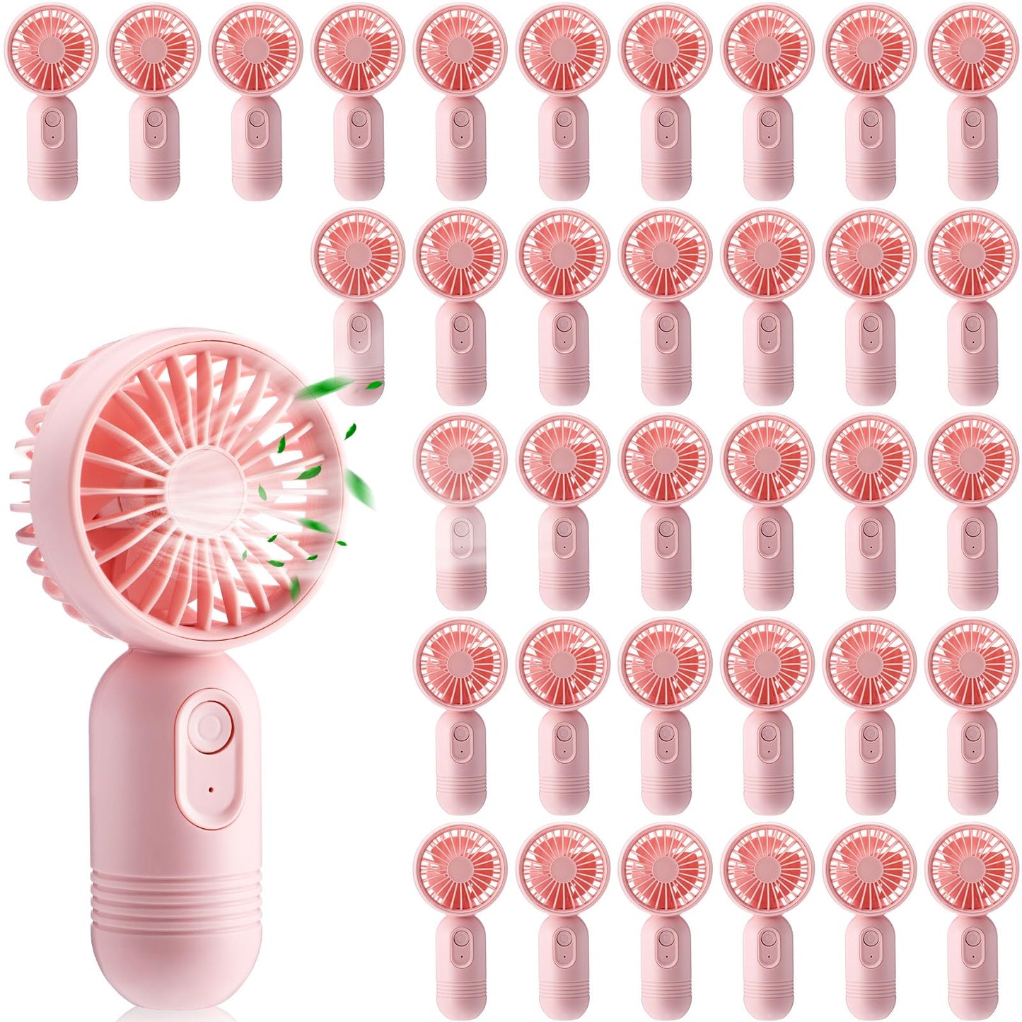 Rossesay 36 Pcs Mini Portable Fan Bulk Cute Handheld Lightweight Small Little Personal Hand Eyelash Fan 3 Speeds USB Rechargeable for Women Men Indoor Outdoor Makeup Travel (Pink)